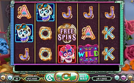 Dette er et spilleautomat med Bitcoin Cash-slot kaldet Sugar Skulls. Spiludbyderen er Booming Games, og denne slot kan spilles på for eksempel CryptoWild Casino.