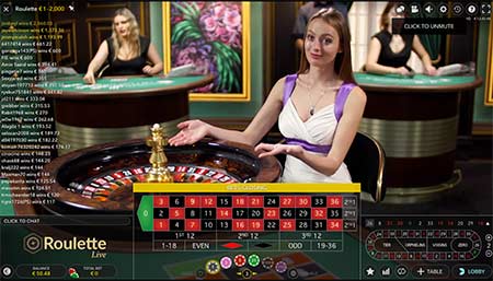 Du kan også spille live Bitcoin-roulette med live-forhandlere. Dette eksempel er live roulette fra Evolution gaming fra BitStarz casino.