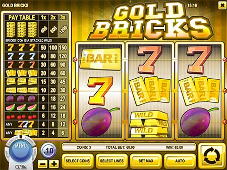 Tämä on Gold Bricks 3-kiekon kolikkopeli Vistagamingilta. Tämä yksinomainen peli on pelattavissa vain Vegas Crest Casinolla.