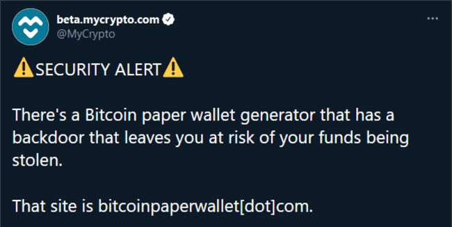 Tråd om bitcoinpaperwallet bagdør