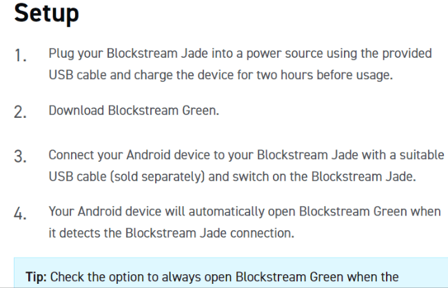 Blockstream Jade -asennus