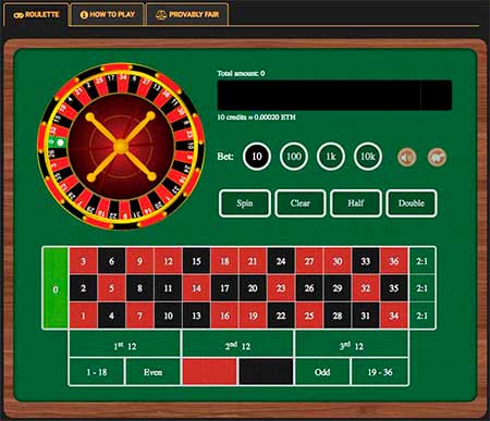 En enkel og hurtig beviselig retfærdig roulette på Cryptogames Casino.