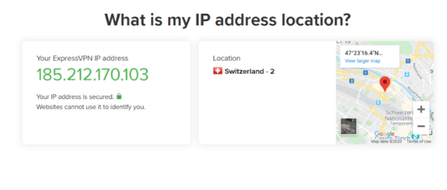 IP-osoite Sveitsin sijainnilla Express VPN: n avulla