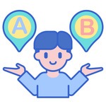 Bruger, der holder A- eller B-ikonet