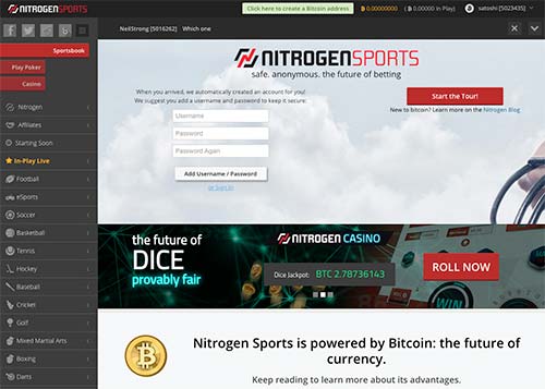 Tämä on Nitrogen Sports salauksen vedonlyöntisivuston kotisivu.