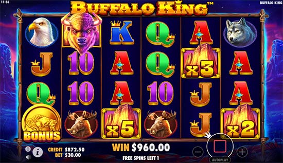 Buffalo King bonusspil.
